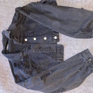 Black cropped jean jacket